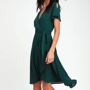 EMERALD GREEN WRAP DRESS